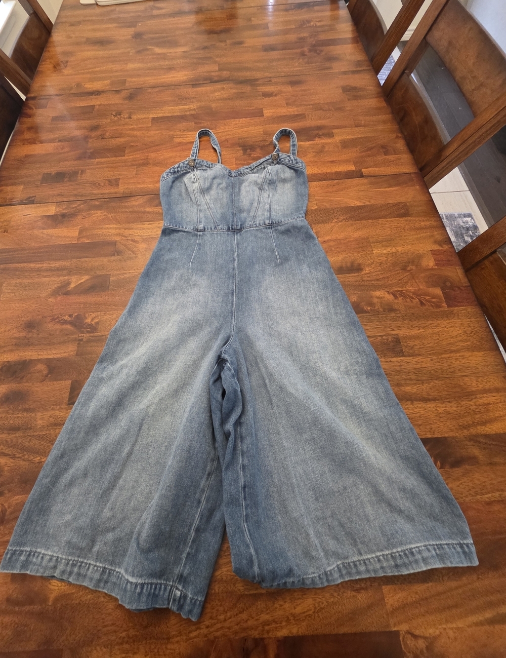 Guess Light Blue Denim Size 2 Wide-Leg Jumpsuit